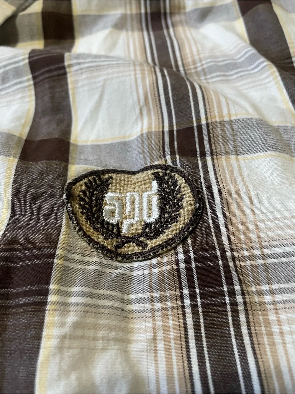 Southpole Plaid Button Up Shirt Size Large Brown Neutral Grid Y2K Streetwear